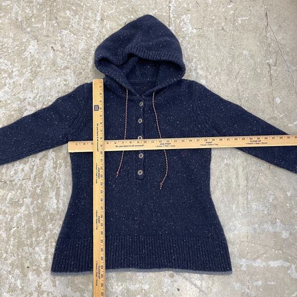 Patagonia Ranchito Hoodie Womens M Blue Flecked Knit Henley Sweater Pullover - Picture 8 of 14